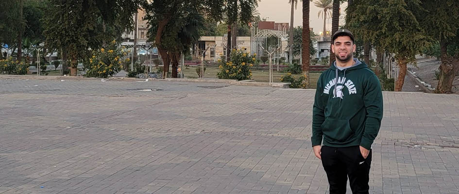 Yousef Alhani in a plaza in Jordan