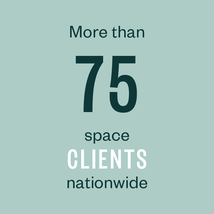 More than 75 space clients nationwide