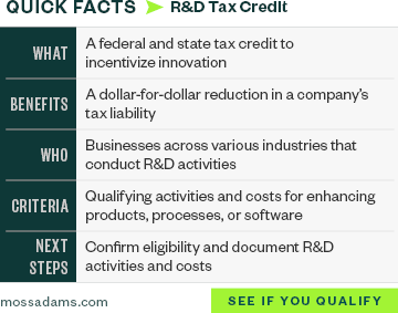 Quick facts about R&D, including criteria, benefits, and next steps