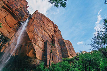 Redrock waterfall tilted perspective