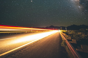 long exposure of train at night