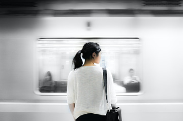 person waiting in subway