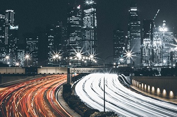 long exposure of city at night