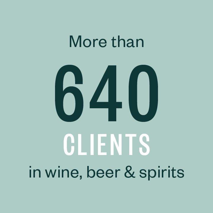 More than 600 clients in wine, beer, and spirits.