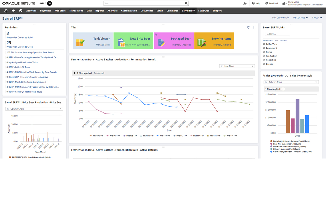 Barrel ERP's real-time reporting capabilities.