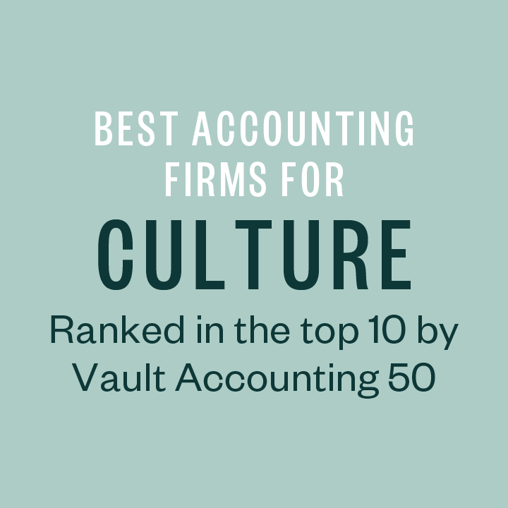 Best Accounting Firm for Culture - Ranked in the Top 10 by Vault Accounting 50