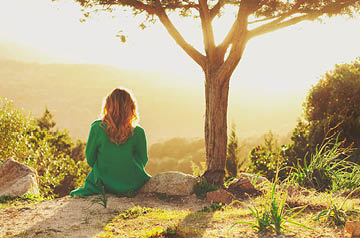 Person sitting under a tree