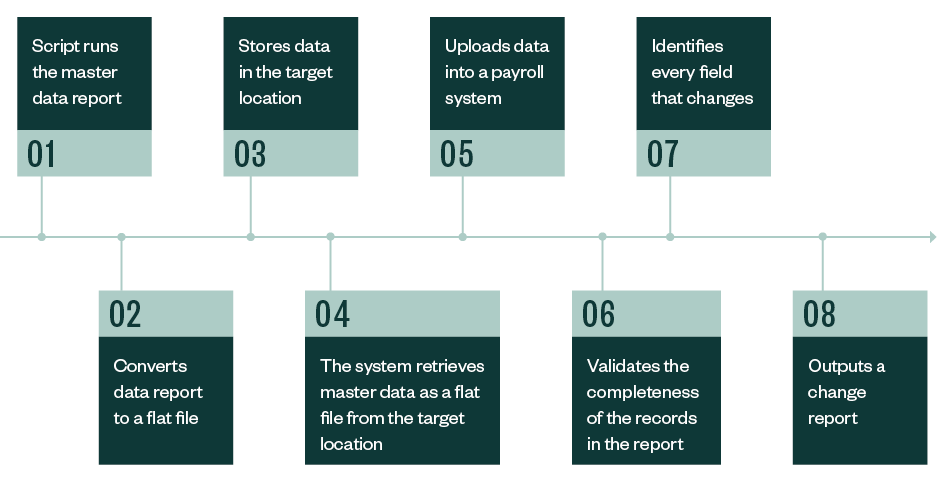 Example of the steps for using scripts for payroll processes