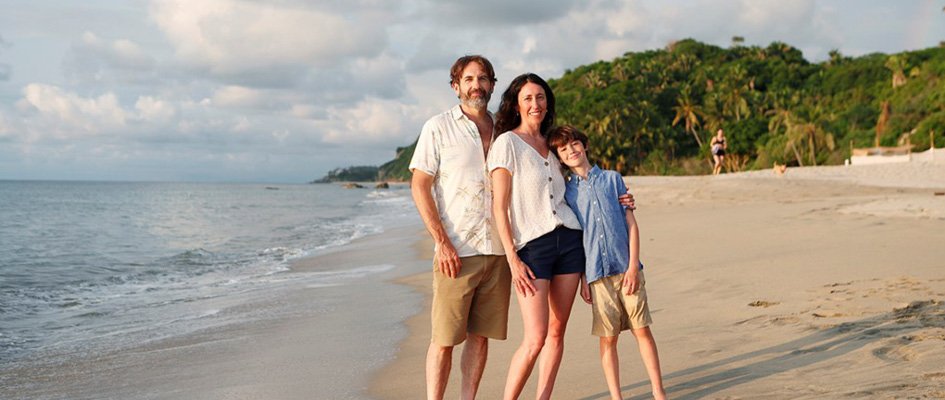 Georgia Green with her husband and son