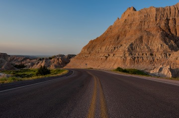 Road, rocky formation ahead