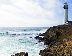 A lighthouse on the ocean cliffs