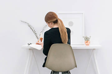 working at desk
