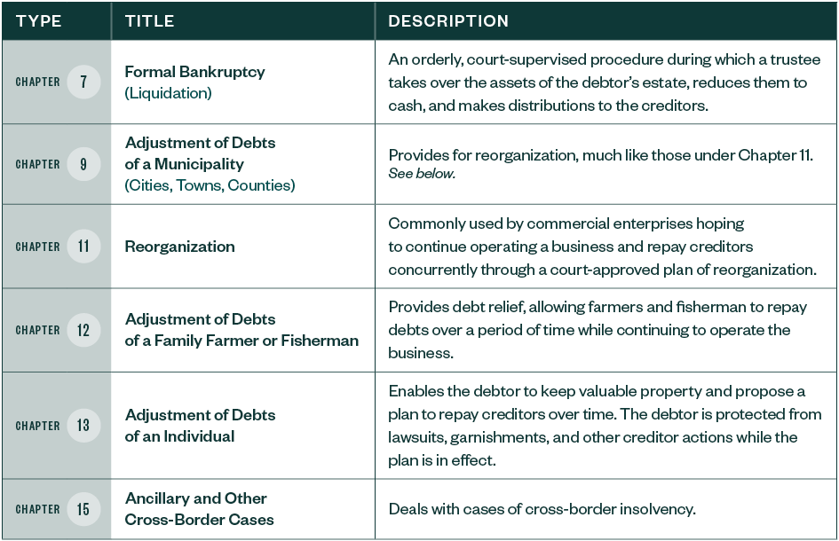 bankruptcy type chart
