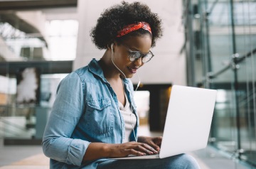 person working on laptop